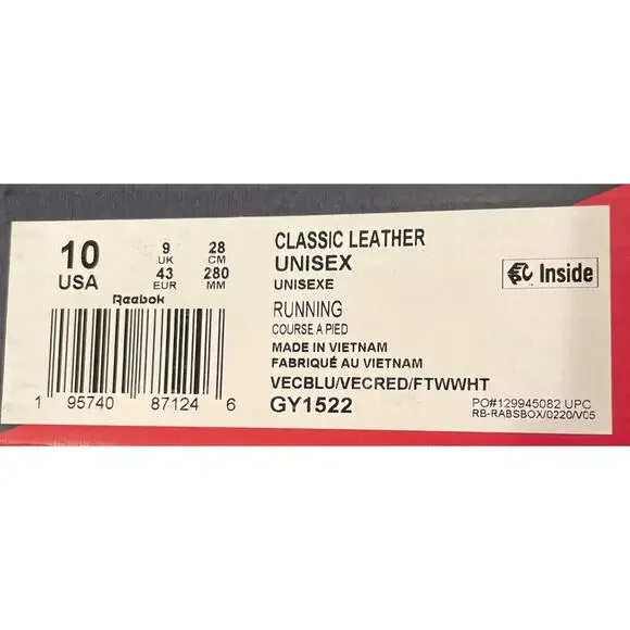 Reebok CLASSIC Leather Running Shoes Mens Size 10 New In Box Fast Shipping - Picture 9 of 10